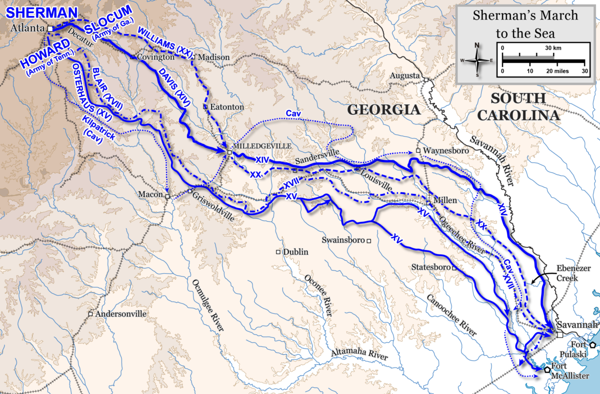 Map of Sherman's March Across Georgia