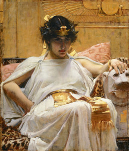 Cleopatra by John William Waterhouse, 1888. Public domain image from Wikipedia.